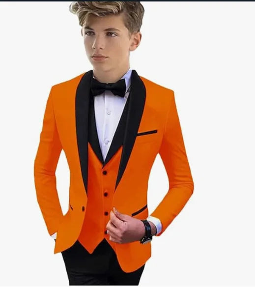 3 PCS Set 8 Colors Boys Luxury Suit Blazer Vest Pants Jacket Gentleman Clothes Sets 3-16T Kids Wedding Guest Evening Prom Birthday Party Formal Clothing Wedding Suits Children Luxury Apparel Supplies