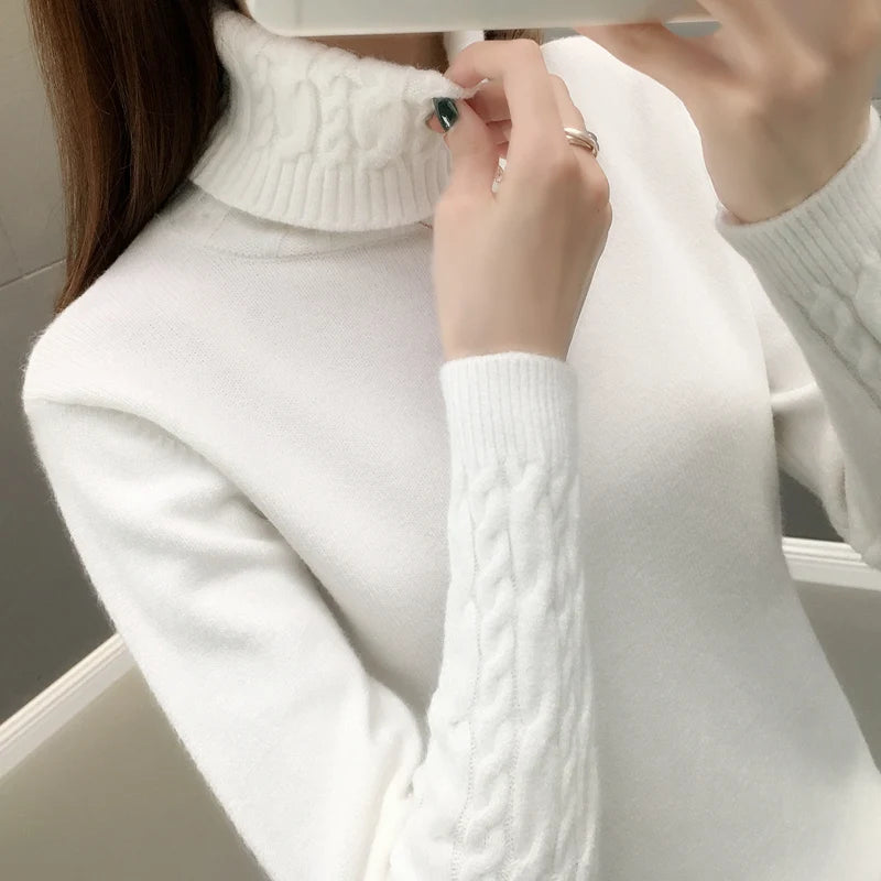 S-XL 4 Colors Women Sweater Turtleneck Pullovers Autumn Winter Sweaters New Arrival Long Sleeves Thick Warm Female Sweater