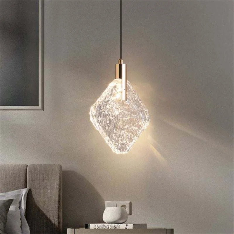 Home Villa Italian Modern Minimalist Exquisite Square Bedroom Living Room Transparent Crystal Chandelier Art Popular Bedroom Bedside LED Pendant Lights Home Lighting Supplies