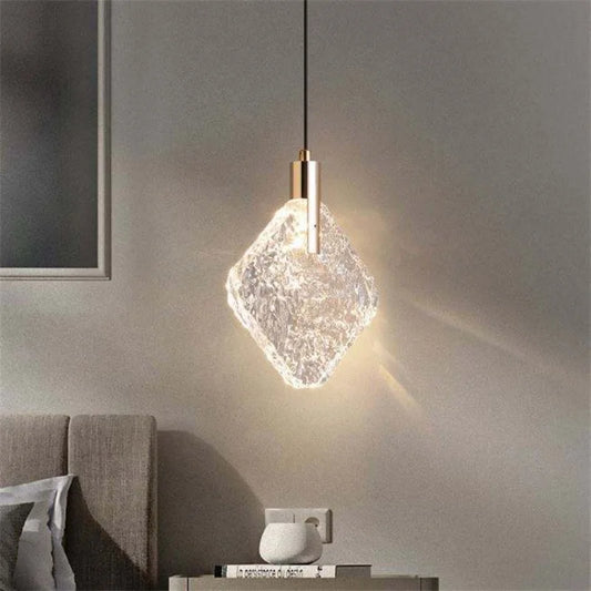 Home Villa Italian Modern Minimalist Exquisite Square Bedroom Living Room Transparent Crystal Chandelier Art Popular Bedroom Bedside LED Pendant Lights Home Lighting Supplies