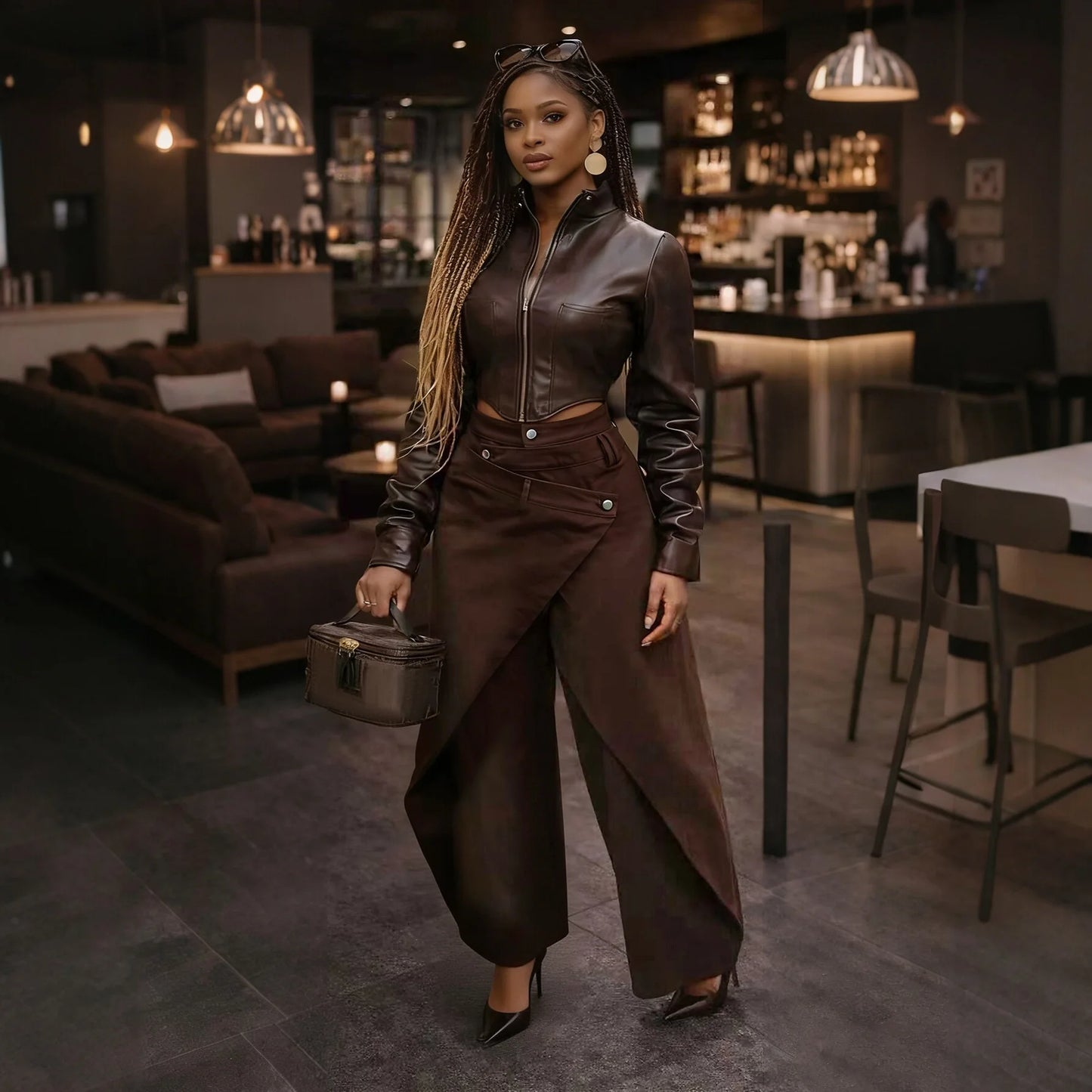 S-2XL  Retro Hot Girl Irregular Wide-Leg Pants High-Waisted Cross Metal Buckle Loose Streetwear Quick Dry Drapey Long Women Casual Clothing Supplies.