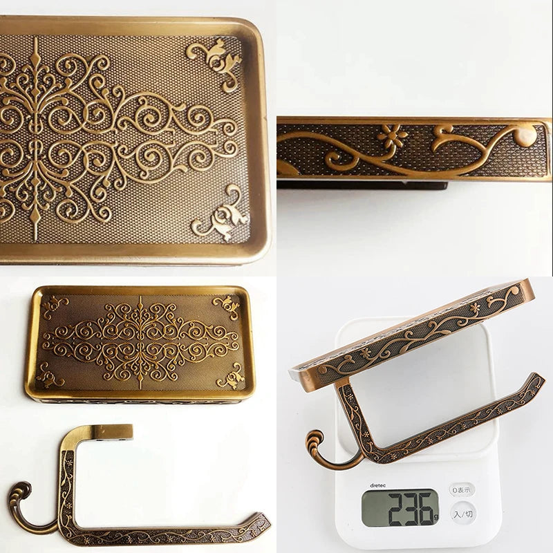 Bathroom Shelves Antique Bronze Carving Toilet Roll Paper Rack with Phone Shelf Wall Mounted Bathroom Paper Holder E654