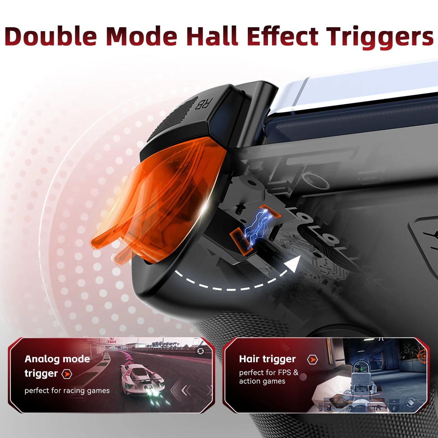 AB02S Wireless Stretching Game Controller for NS Hall Effect Joystick 6-Axis Gyro Turbo Programmable Dual Vibration Video Games Console Player Controller