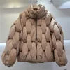 Brown/Black/Khaki Color Unique Knit Design Casual Stand Loose Thick Women Down Windbreaker Coat Custom Size Simple Winter Women's Coats Snow Outerwear Jackets Women Winter Apparel Accessories