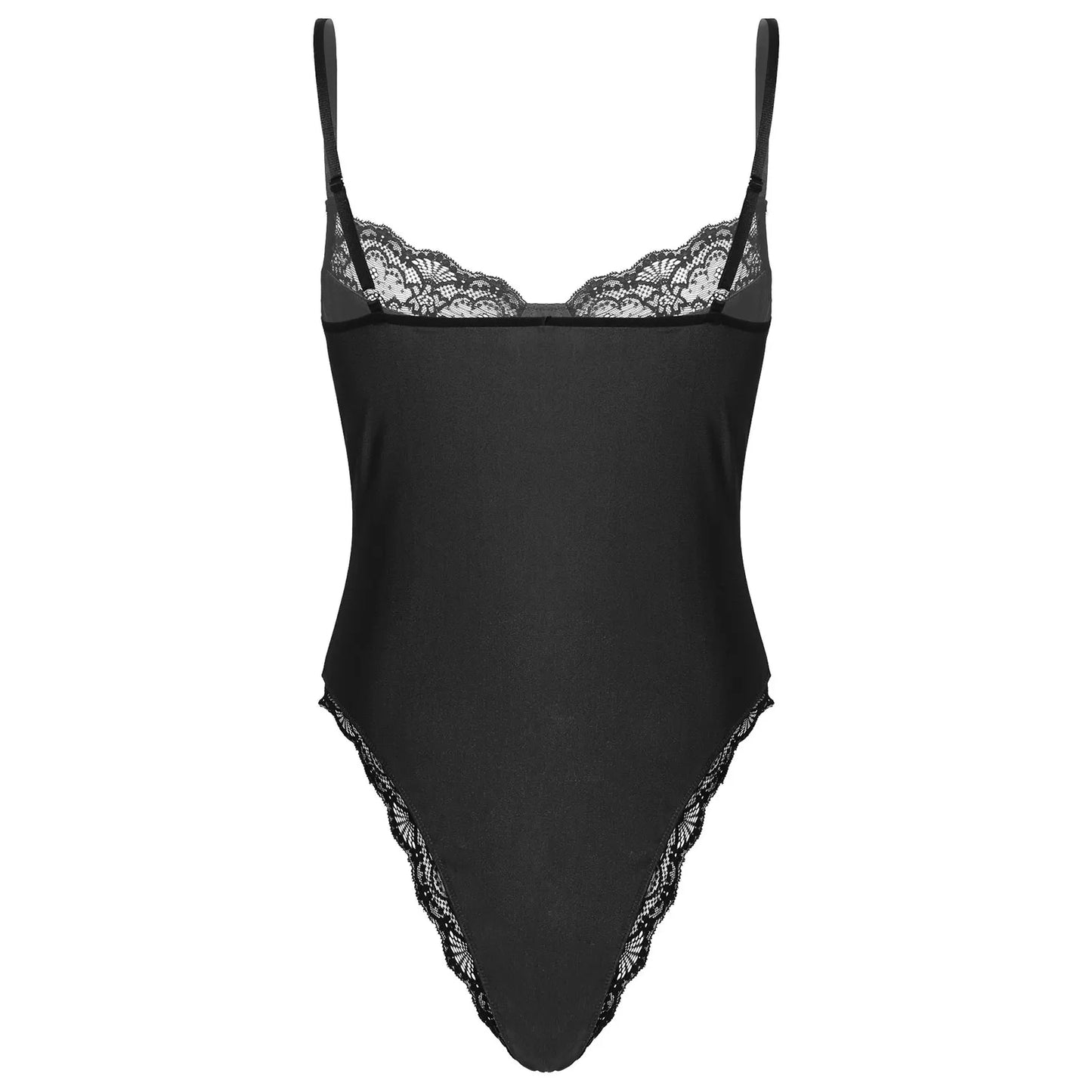 Mens Lace Trimming Bodycon Bodysuit Sissy Sleeveless Unlined Wireless Bra Leotard Jumpsuit Lingerie Underwear Gay Male Sleepwear