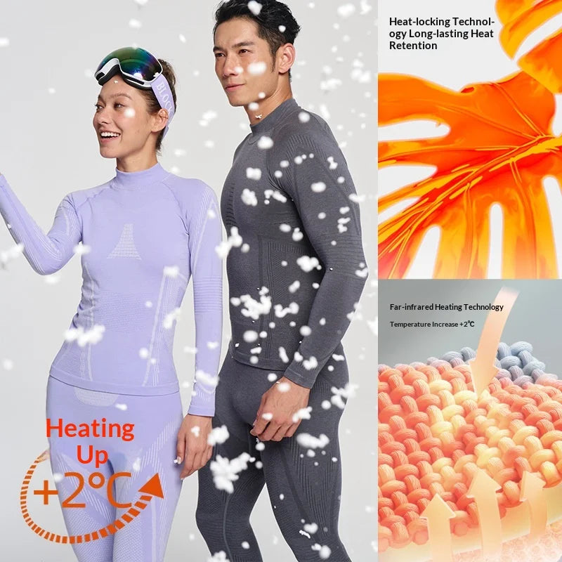 2 PCS Set S-2XL 7 Colors Custom Men's Women's Merino Wool Winter Ski Underwear Quick Dry Outdoor Skiing Riding Hiking Ice Hockey Thermal Underwear Set Winter Sports Apparel Suit