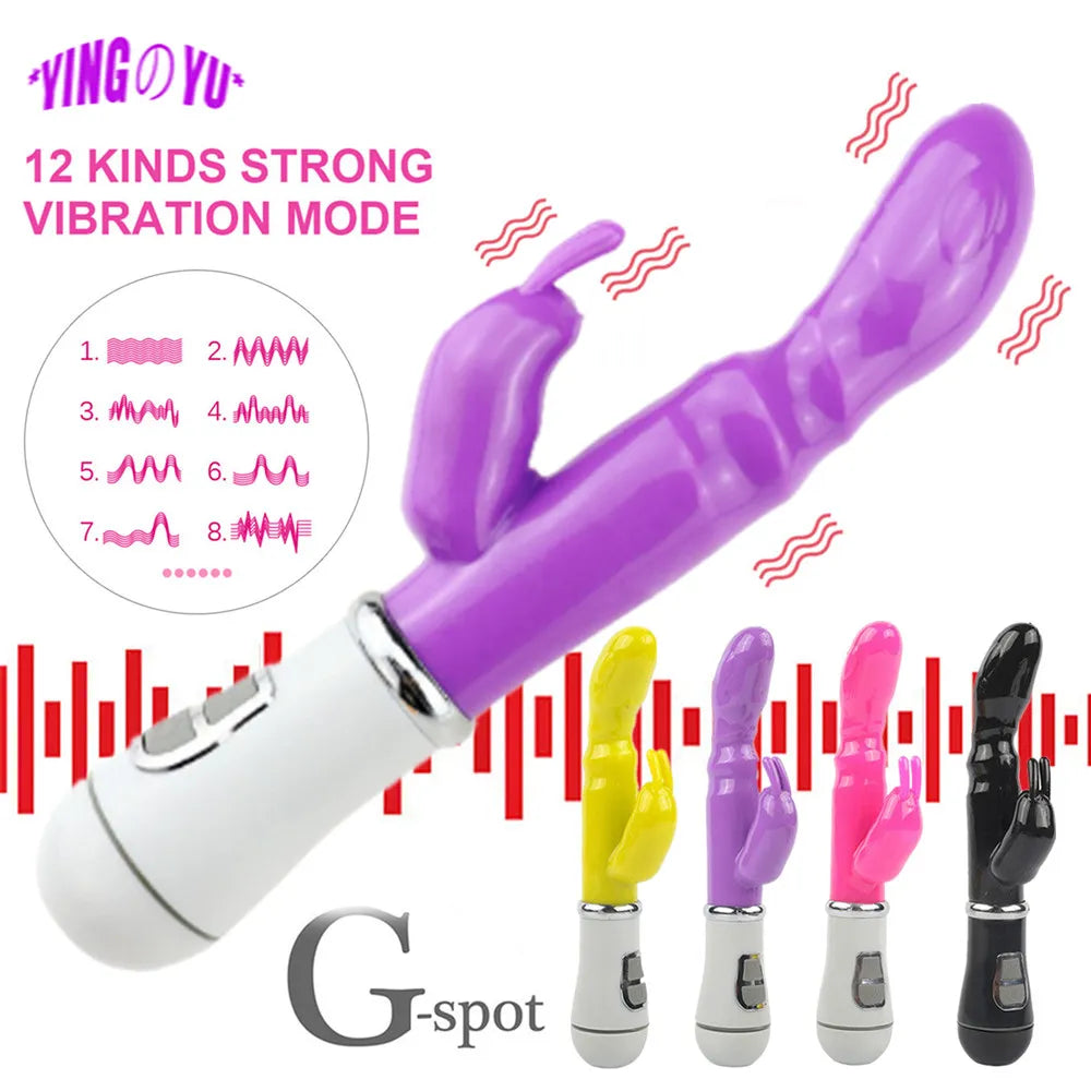 Strong G Spot Dildo Rabbit Vibrator for Women Dual Vibration Waterproof Masturbator Female Vagina Clitoris Massager Sex Toys