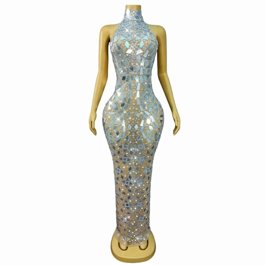 Luxury Mirror Glitter Sequin Celebrities Red Carpet Wedding Guest  Evening Party Night Clubwear Prom Sexy Long Maxi Dress Ladies Business Dinner  Backless Rhinestones Crystal Beaded Gown Ladies Luxury Formal Apparel Supplies