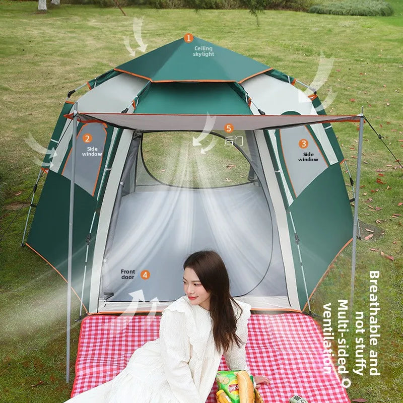 NEW Arrivals 3-4 and 5-8 Persons 3 Colors Polar Everest Outdoor Tent Camping Automatic Folding  Rainproof Hexagonal Design Thickened Oxford Fabric for Park Picnics Camping Vacations