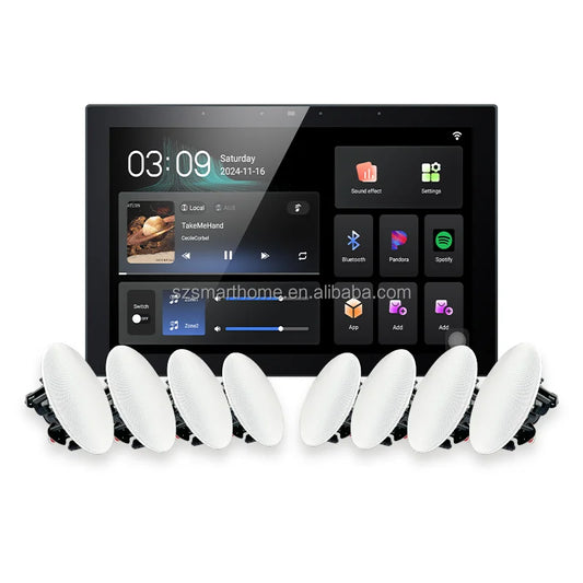 10-Inch Smart Home Wall Amplifier 2 RAM 16 ROM 8-Channel Speaker Output Two Zones Playback Home Theater System Google Play Home Smart Life Supplies