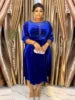 4 Colors L-3XL Plus Size African Ladies Luxury Velvet Wedding Guest Evening Prom Party Dresses New Dubai Evening Gown Dashiki Ankara Turkey Velvet Outfits Formal Gown African Women Luxury Apparel Supplies