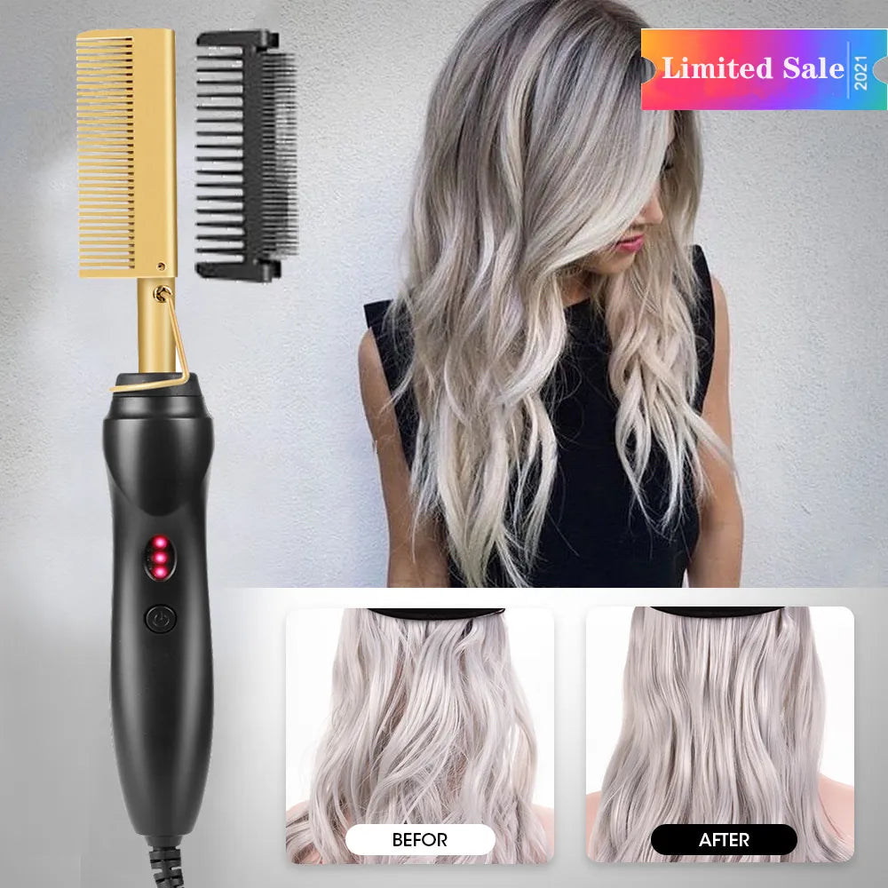 Hot Comb Electric Hot Comb Heating Pressing Combs Hair Straightening Brush