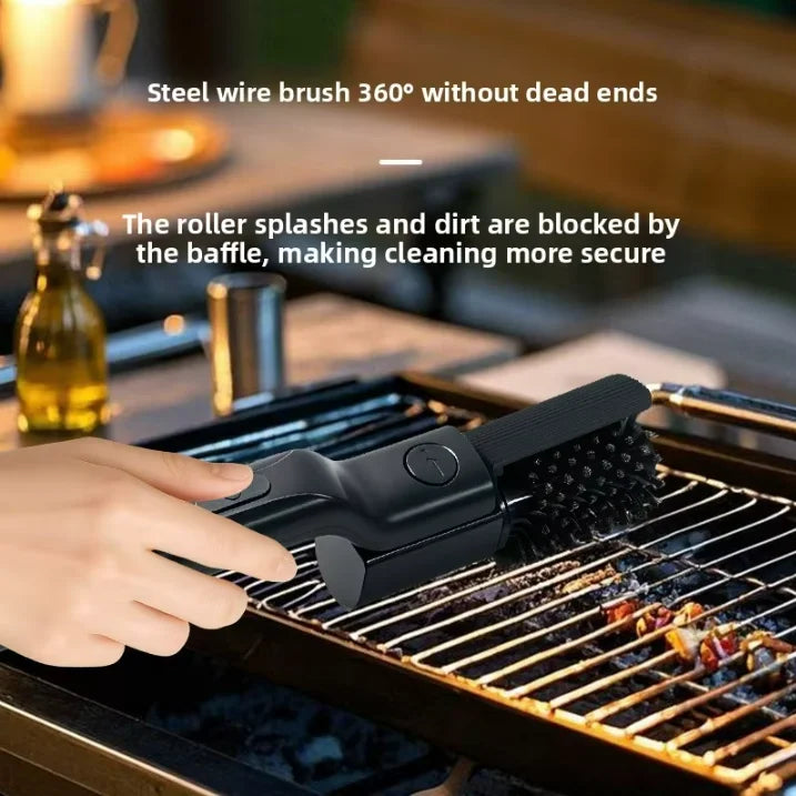 Electric Grill Brush USB-Powered 3.7V DC Outdoor BBQ Rechargeable High-Torque Rotating Head 304Stainless Steel Grates BBQ Grills