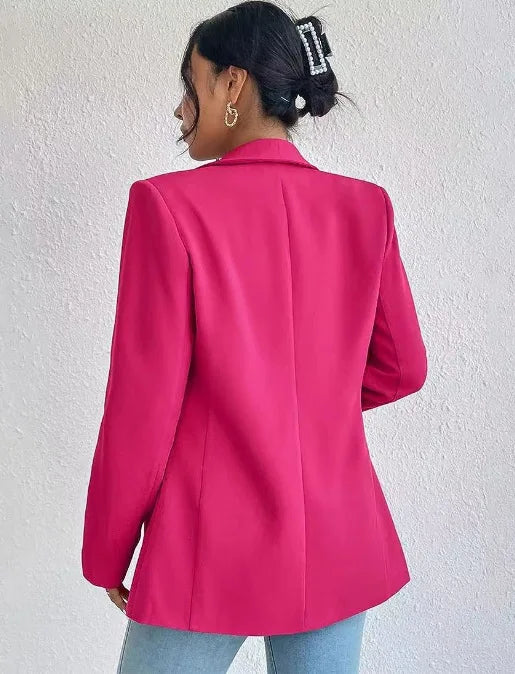 TikTok Most Popular 10 Colors S-2XL Middle Eastern Popular Women's Autumn/Winter/Spring Fashion Solid Color Polo Collar Small Suit Temperament Commuter Coat Jackets Ladies Casual Clothing Supplies