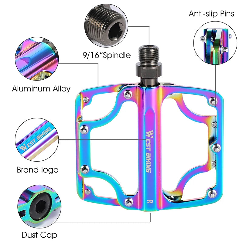 Bicycle Pedals 3 Bearings CNC Ultralight MTB Road Bike Part Colorful Anti-slip Flat BMX Pedals Cycling Accessories