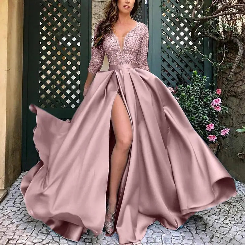 HOT SALE Only Few Units Left Satin and Cashmere Top S-3XL Plus Size 5 Colors Women's Princess Dresses Clothing Hot Stamping Sexy Long Skirt Large Hem Tail Birthday Party Wedding Guest Red Carpet Celebrities Dress Luxury Cloth