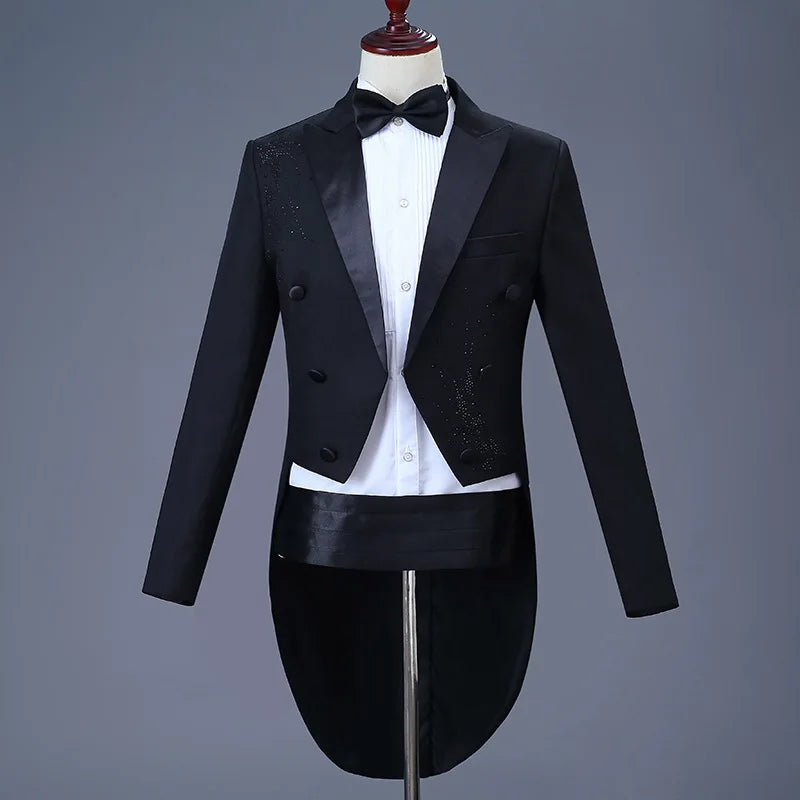 Boutique Gala HOT SALE 5 Colors Men Royal Suit Gentleman Diamonds Luxury Tuxedo Red Carpet Celebrities Clothes Opera Concert Wedding Evening Prom Business Night Party Male Luxury Apparel Supplies