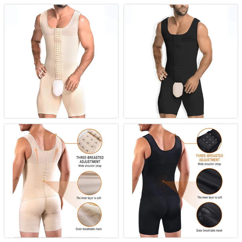 S-3XL Plus Size Black/Skin Color Men's Custom Shapewear Butt Lifting Bodysuit SU729# Male Slimming Full Body Shapewear Open Crotch Male Tight Shaping Underwear