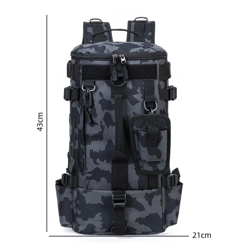 20L-35L Large-Capacity Multi-Functional Outdoor Fishing Bag Water-Repellent Sub-Bag Dry Wet Separation Mountable Fishing Rod Holder Fishing Accessories