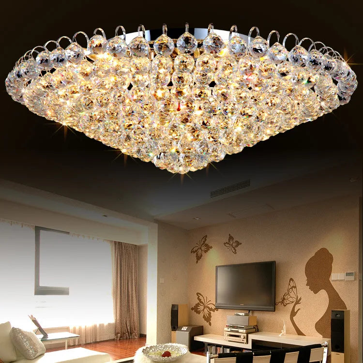 HOT SALE (Few Units Left) Villa Home Hotel Bar Lobby Italian Art Decoration European Style Circular Living Room Ceiling Light Luxurious Modern K9  Crystal Ceiling Lamp Bedroom Led Ceiling Lighting Supplies