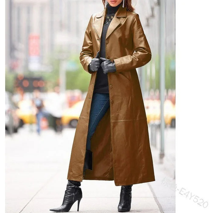 S-4XL 4 Colors New Fashion Long Jacket Women Autumn Winter Solid Color Long Slim Windproof  Coat Long Windbreaker Outerwear Black Trench  Ladies Luxury Apparel Supplies
