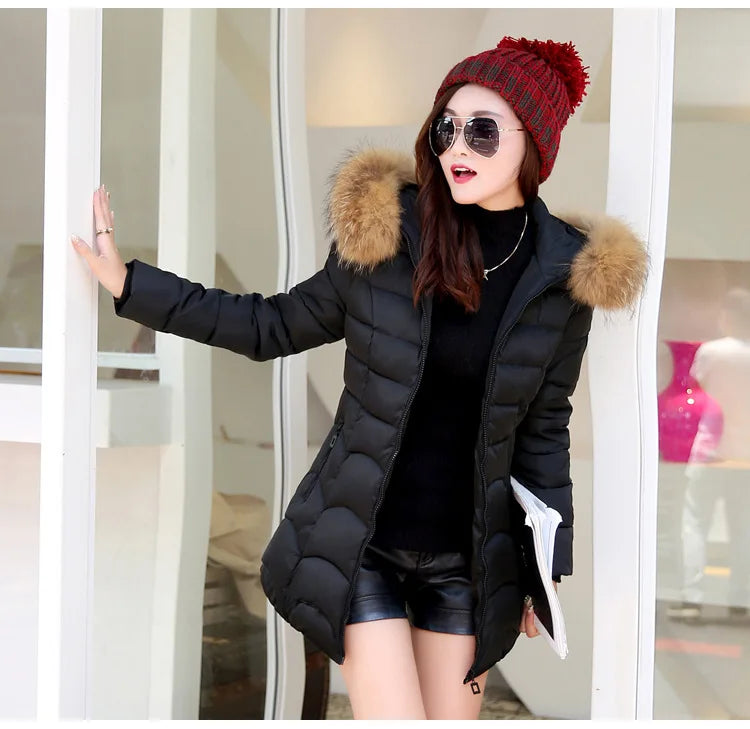5 Colors S-3XL Plus Size Women's Thick Warm Long Winter Jacket Women Parkas Hooded Winter Warm Coat Snow Windbreaker Outerwear Jackets Ladies Winter Apparel Supplies