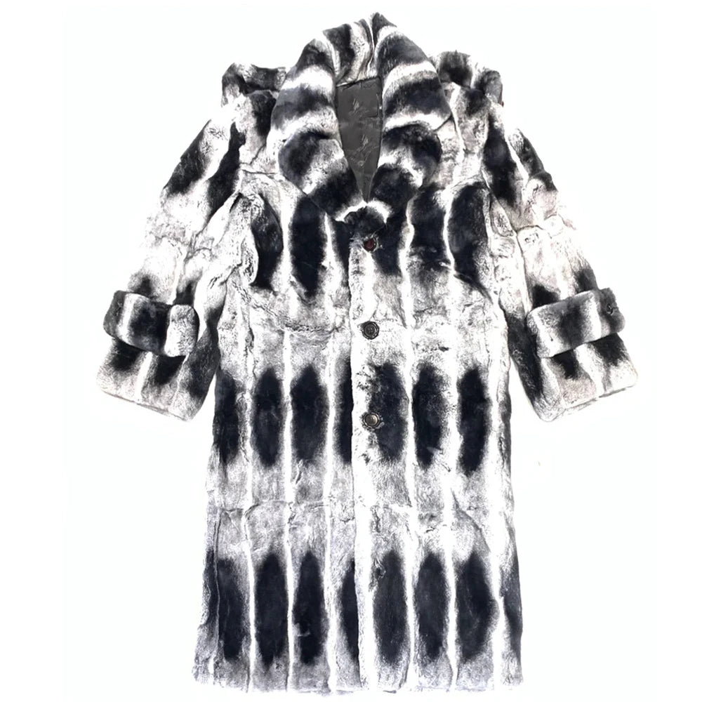 Boutique Gala HOT SALE (Few Units Left) S-3XL Plus Size Men's Original Chinchilla Coats Genuine Luxury Mink Fur Coat Thick Warmer Cold Winter Real Fur Lover Grey Black Rex Rabbit Chinchilla Fur Coat Gentleman Luxury Apparel S