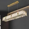 Villa Home Luxury Glaze Crystal Long Pendant Lamps Dining Bar Counter Living Room Restaurants Glass Chandelier Modern Villa Living Room Creative LED Line Lights