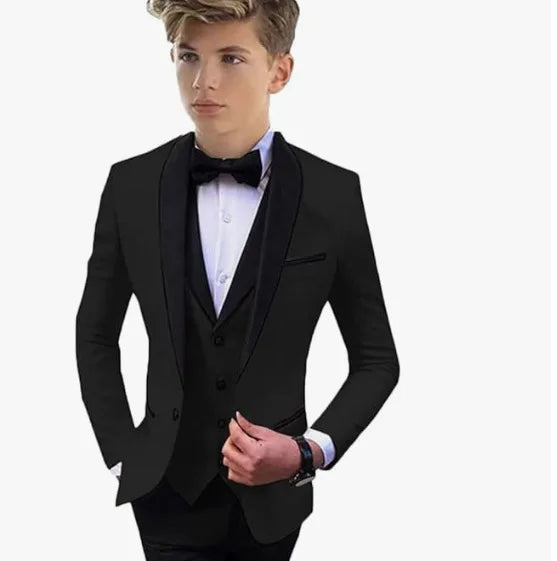 3 PCS Set 8 Colors Boys Luxury Suit Blazer Vest Pants Jacket Gentleman Clothes Sets 3-16T Kids Wedding Guest Evening Prom Birthday Party Formal Clothing Wedding Suits Children Luxury Apparel Supplies