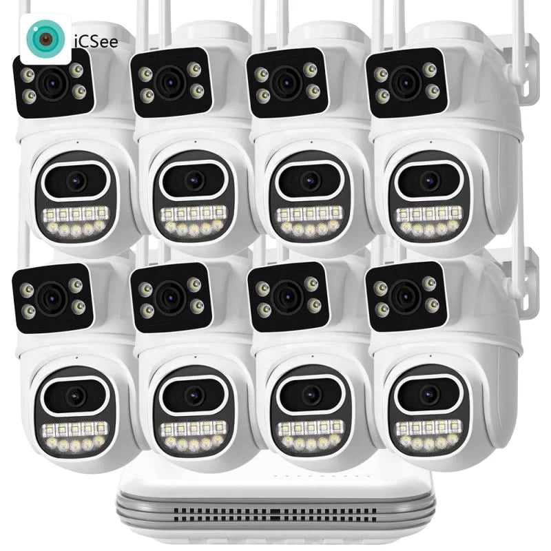 Home Villa Business Store 8MP Ai-Outlook Security Cameras for Home Industrial Use Full 360 Degrees Wireless IP Network Two-Way Audio NVR Data Storage Anti-Theft Security Systems