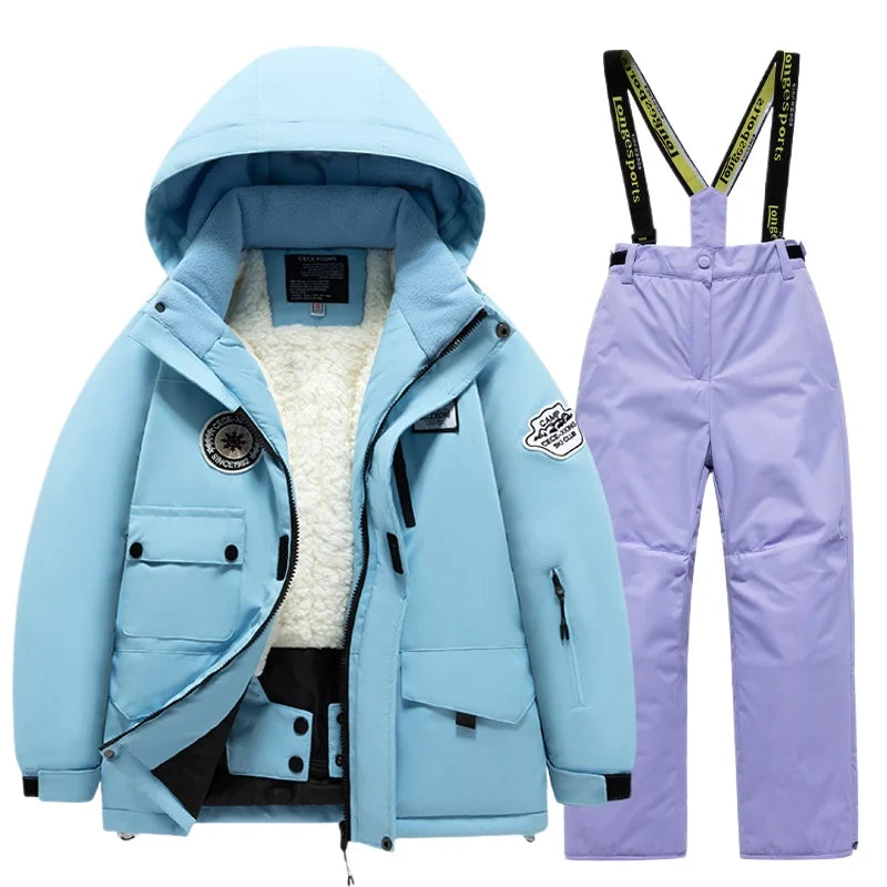 BEST PRICE 2 PCS Set Children's Girls Boys Top Quality Waterproof Ski Jacket + Pants Kids Snowboard Suit Snow Wear Ski Clothes for Kids Ski Suit Ski Clothing