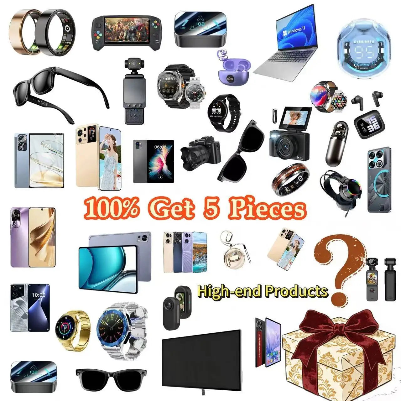 5 Electronic Products or Accessories Top-Grade Random Electronic Mystery Box with Rich High-Quality Digital Assortments Ideal for Holiday Lucky Draw Presents Gifts Electronic Supplies