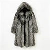 S-6XL Plus Size  Women Winter Silver Gray Hooded Faux Fur Top Quality Coats Full Length Oversized Thick Warm Fluffy Long Overcoat Snow Boots Outerwear Fur Jackets Ladies Luxury Jacket