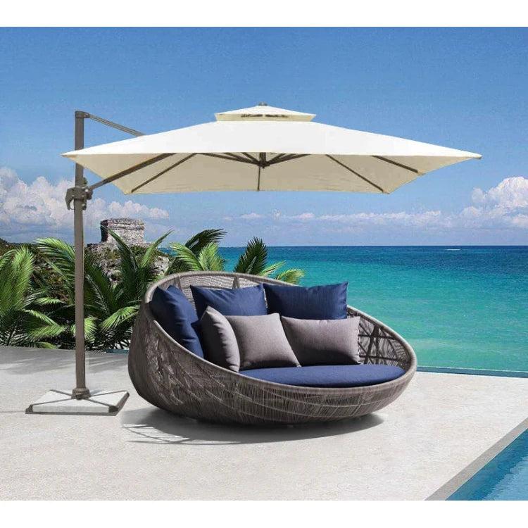 HOT SALE Only Few Units Left Latest Craze Outdoor Villa Swimming Pool Home Garden Luxury Rattan Large Wicker UV Resistant Outdoor Furniture Set Round Sofa Bed for Hotel Sun Sofa Lounger