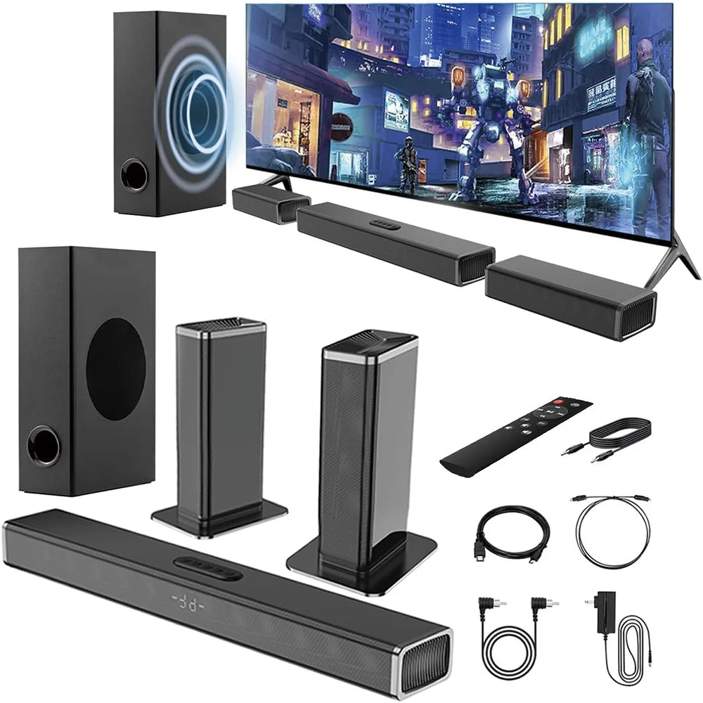 NEW Set Professional Bluetooth Home Theater Wireless Speaker 5.1ch Detachable  for Smart TV Home Theatre System with Subwoofer Remote Control