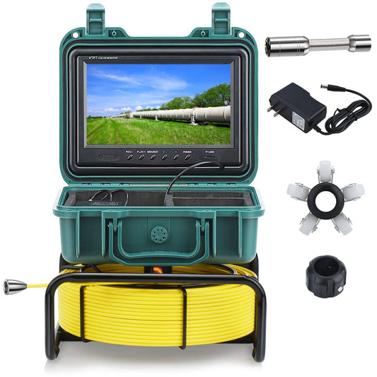 BEST PRICE Top Quality 23mm Lens 20/30/50M 1080P CMOS H.265 Sewer Drain Camera Night Vision Video Photo Recording IP68 DVR 16GB Pipeline Industrial Endoscope WI-FI Keyboard 9inch Underwater Inspection Pipe