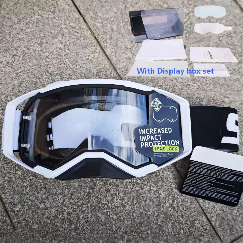 NEW American Motocross Motorcycle Top Quality Professional Goggles Halley Riding Eyewear Windproof Sports Glasses with Display Box Set