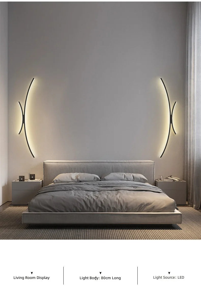 Modern Minimalist Linear Wall Sconce Luxury Long LED Wall Lamp Bedroom Bedside TV Background Wall Corridor Decor Wall Light