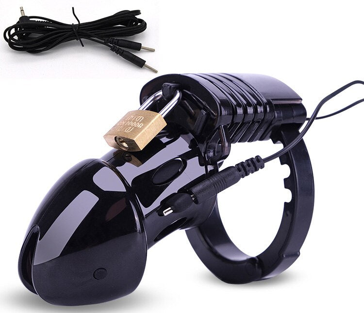 Electric Shock CB6000 Cock Cage Sex Ball Stretcher BDSM Timer Lock Chastity Belt Electro Stimulation Penis Ring SM Male Sex Tool