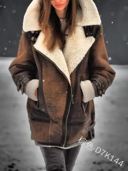 4 Colors S-4XL Plus Size Women's New Fashion Winter and Autumn Collar Thickened Fur Integrated Coats Outerwear Top Quality Jackets Women Winter Apparel Supplies