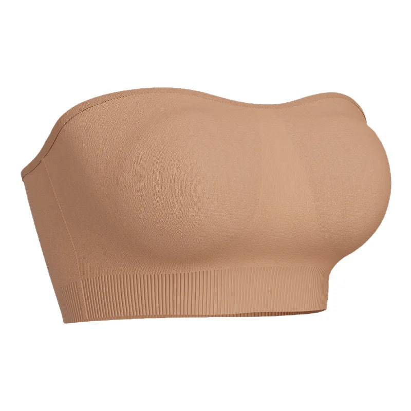 White/Black/Skin Color Xs-2XL Plus Size Seamless Strapless Bra with Non-Slip Tube Wireless Padding Push-Up Feature Wire-Free Support Women Underwear