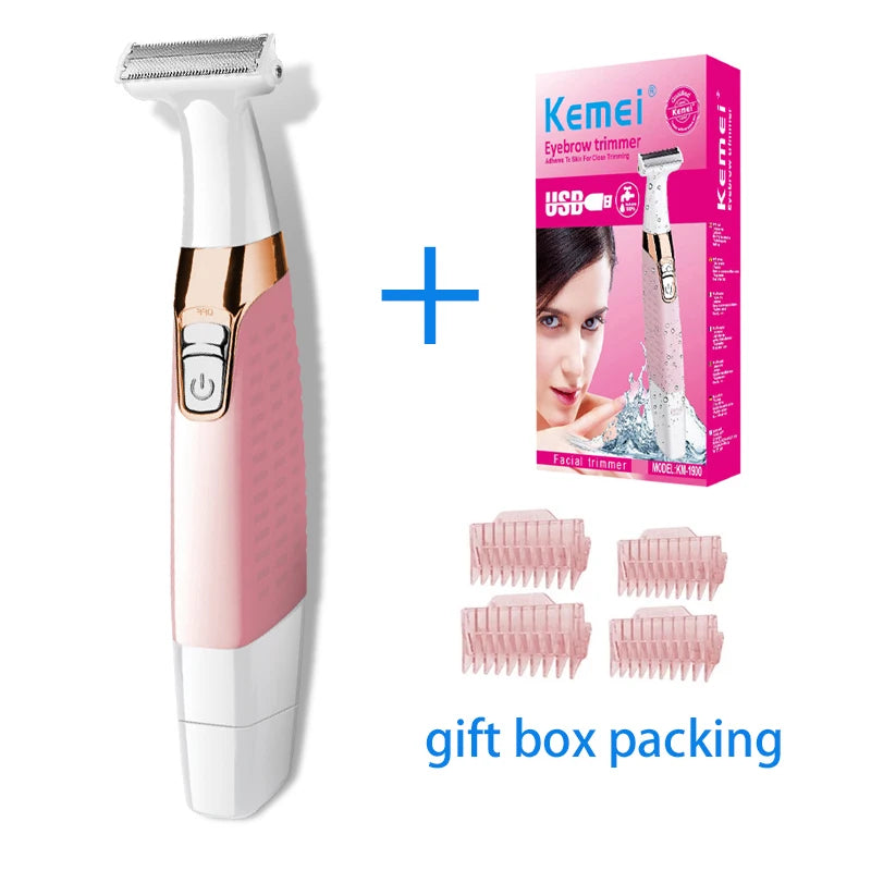 Full Set Original kemei Rechargeable Lady Women Epilator Hair Remover Electric Razor Shaver Women Men Grooming Accessories Hair Care Supplies