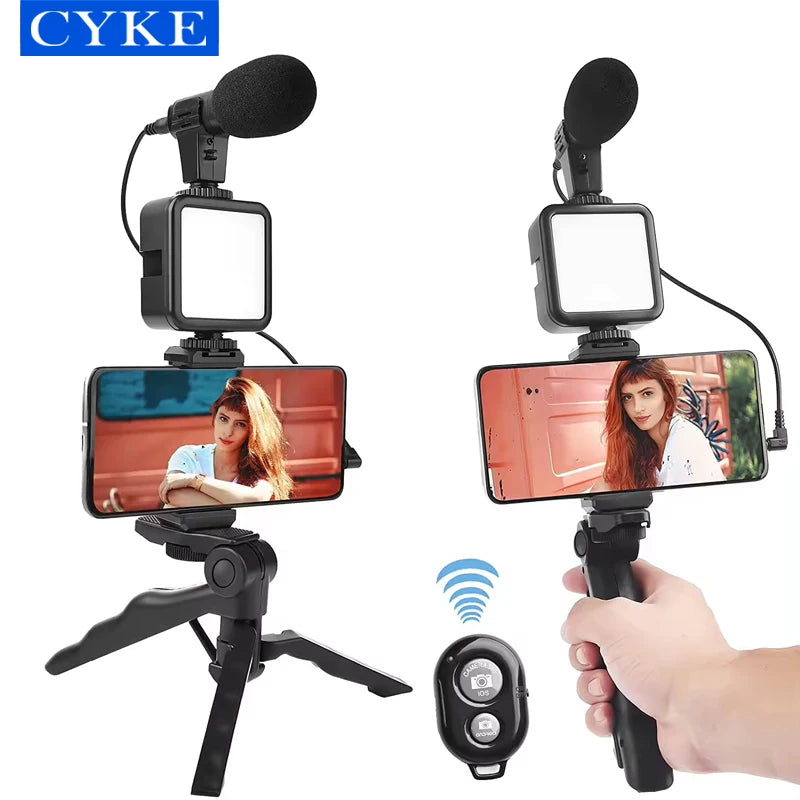 Selfie Stick Stand Microphone Lighting Tripod Phone Handheld Bracket  Remote Video Shooting Camera Light AY49 Vlogging Kit for TikTok YouTube Video Creation and Live Streaming Tools Set