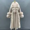 Boutique Gala HOT SALE 15 Colors Cashmere With Natural Real Fox Double Sided Sheep Wool Fur Coat With Real Fox Collar Winter Warm Custom Cashmere Outerwear Coat Evening Business Party Prom Celebrity Clothes