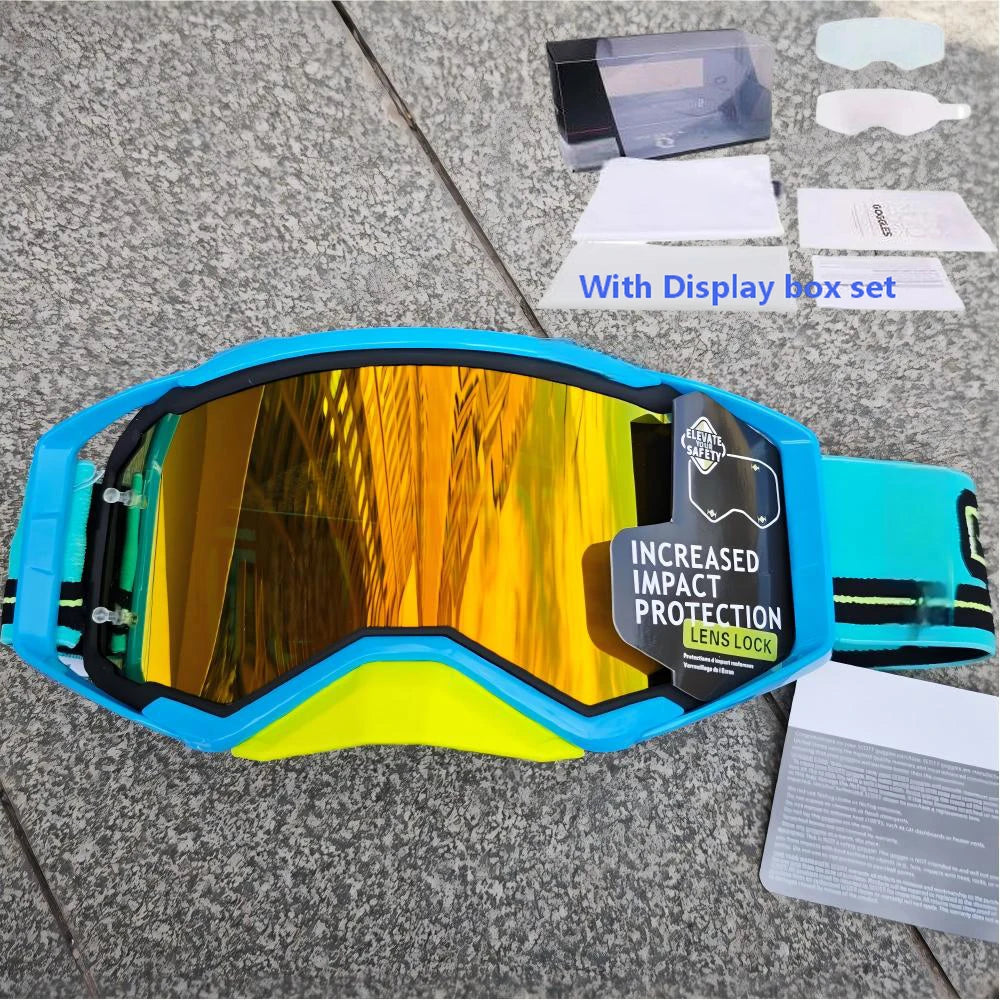 NEW American Motocross Motorcycle Top Quality Professional Goggles Halley Riding Eyewear Windproof Sports Glasses with Display Box Set