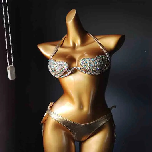 NEW Arrivals 2PCS Set  Summer Luxury Diamond Bikini Set New Style Sexy Swimwear Rhinestone Bathing Swimming Pool Suit Sexy Women Beachwear Ladies Luxury Swimwear Suits