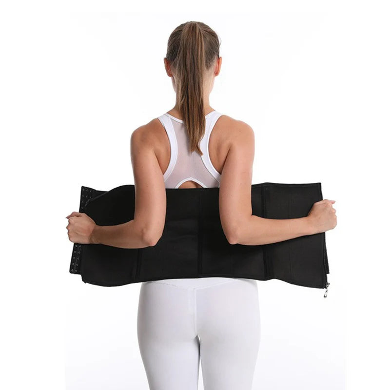 2 in 1 S-3XL Premium Women's Neoprene Waist Trainer Strap Sauna Wrap for Home Weight Loss Outdoor Running Gym Fitness Exercise Sweat Workout with Slimming Belt Belly Cincher Hooks