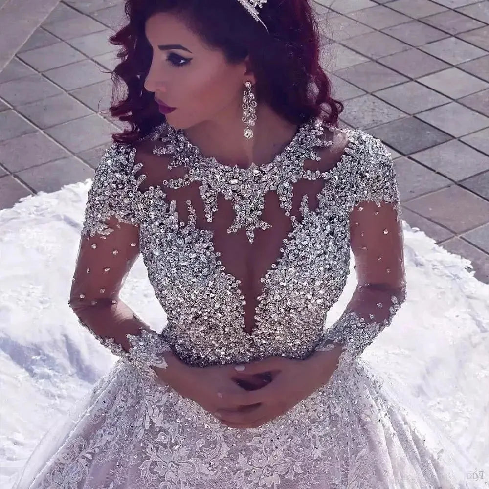 Boutique Gala HOT SALE TOP Luxury Rhinestones Heavy Beaded Crystal Pearls Women's Wedding Dresses Backless Sweep Train White/Ivory Color Evening Wedding Ceremony Prom Party Mermaid Bridal Gowns Ladies Luxury Apparel Supplies