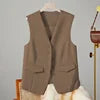 12 Colors S-3XL Plus Size Women's Spring and Autumn Suit Vest Waistcoat Cardigans Office Lady Sleeveless V-Neck Casual Loose Suit Vest Ladies Clothing Accessories