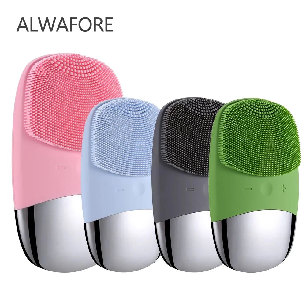 Electric Facial Cleansing Brush Silicone Sonic Face Cleaner Motor Ultrasonic Cleaning Intelligent Facial Cleansing Massage Tool